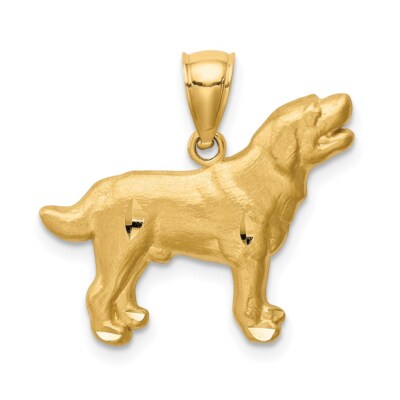 Echt 14kt Gelbgold Diamantschliff Labrador Retriever Anhänger