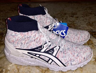ASICS Gel Kayano Trainer Knit White Navy Blue Red Shoes