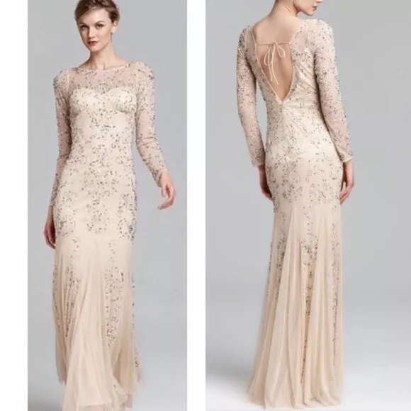 Adrianna papell long sleeve evening dresses store