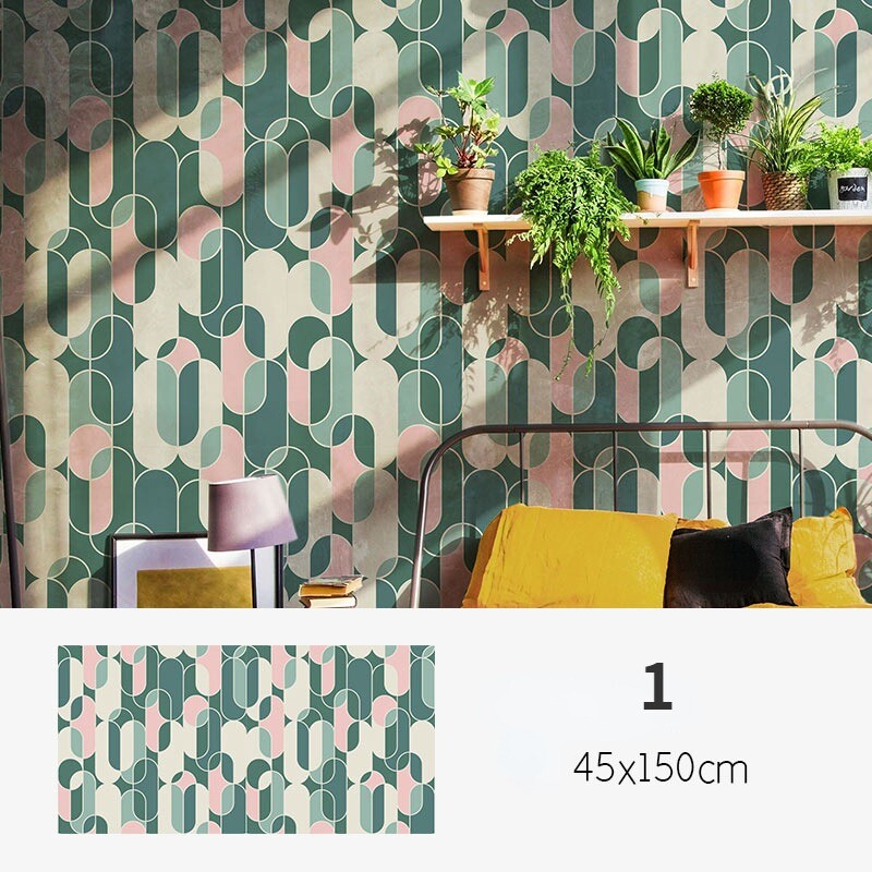 45 150cm Retro Geometric Pattern Wallpaper Luxury Modern Wall Sticker Waterproof