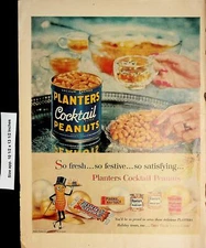 1958 Planters Cocktail Salted Peanuts Vintage Print Ad 4841