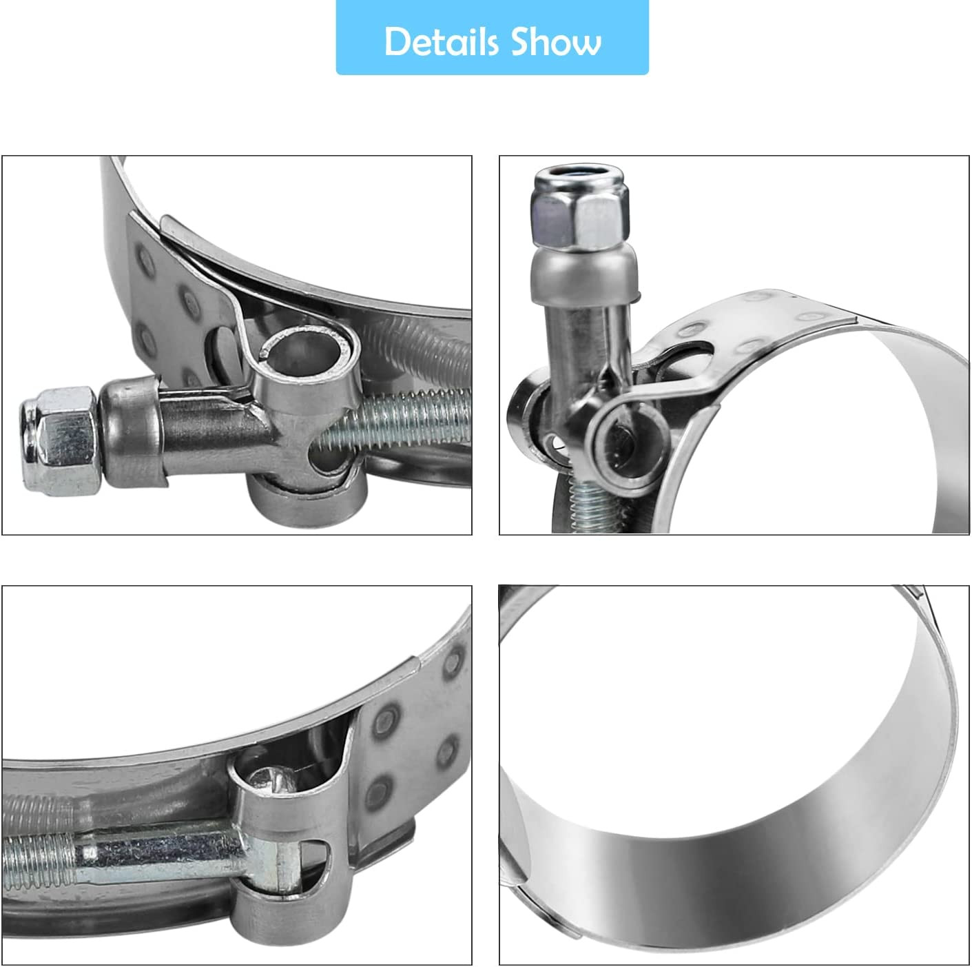 4 Pack 1.75 Inch T Bolt Hose Clamps Working Range 51-57Mm for 1.75 Inch Hose ID,