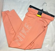 Nike Dri-Fit Pink Athletic Leggings Side Logo CZ3908-606 Women Size S / M / L