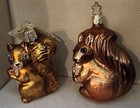 2 OWC Old World Christmas SQUIRRELS Gold Glass Christmas Ornament Glitter 3" — photo 9
