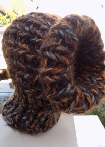 Mohair Balaclava Wolle Mütze Sturmhaube braun Grobstrick - Bild 2 von 3