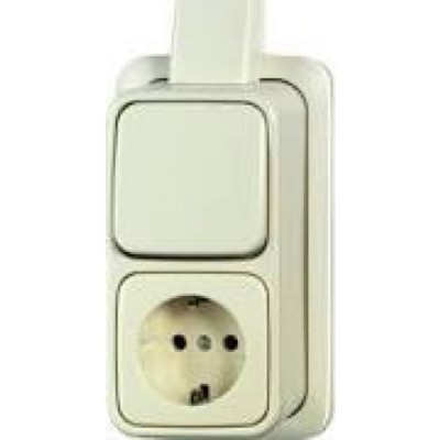 Busch Jaeger Duro AP Kombi Steckdose Schalter 2601/6/2300 EAPJcremeweiß ohne Erd