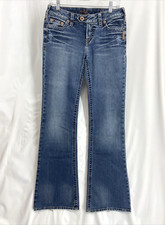 Vintage Silver Tina Size 28x33 Bootcut Women's Blue Denim Jeans Faded Distressed