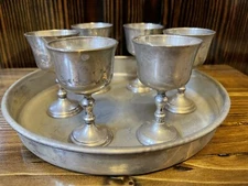 💎1940’s-50’s? AMC~ India~Silver Plated 6pc Cordial Set w/ Tray💎! ~ A.M.C. Ex.!