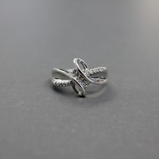 Sterling Silver  Diamond Ladies Swirl Swoop Tapered Band Ring Size 6.75