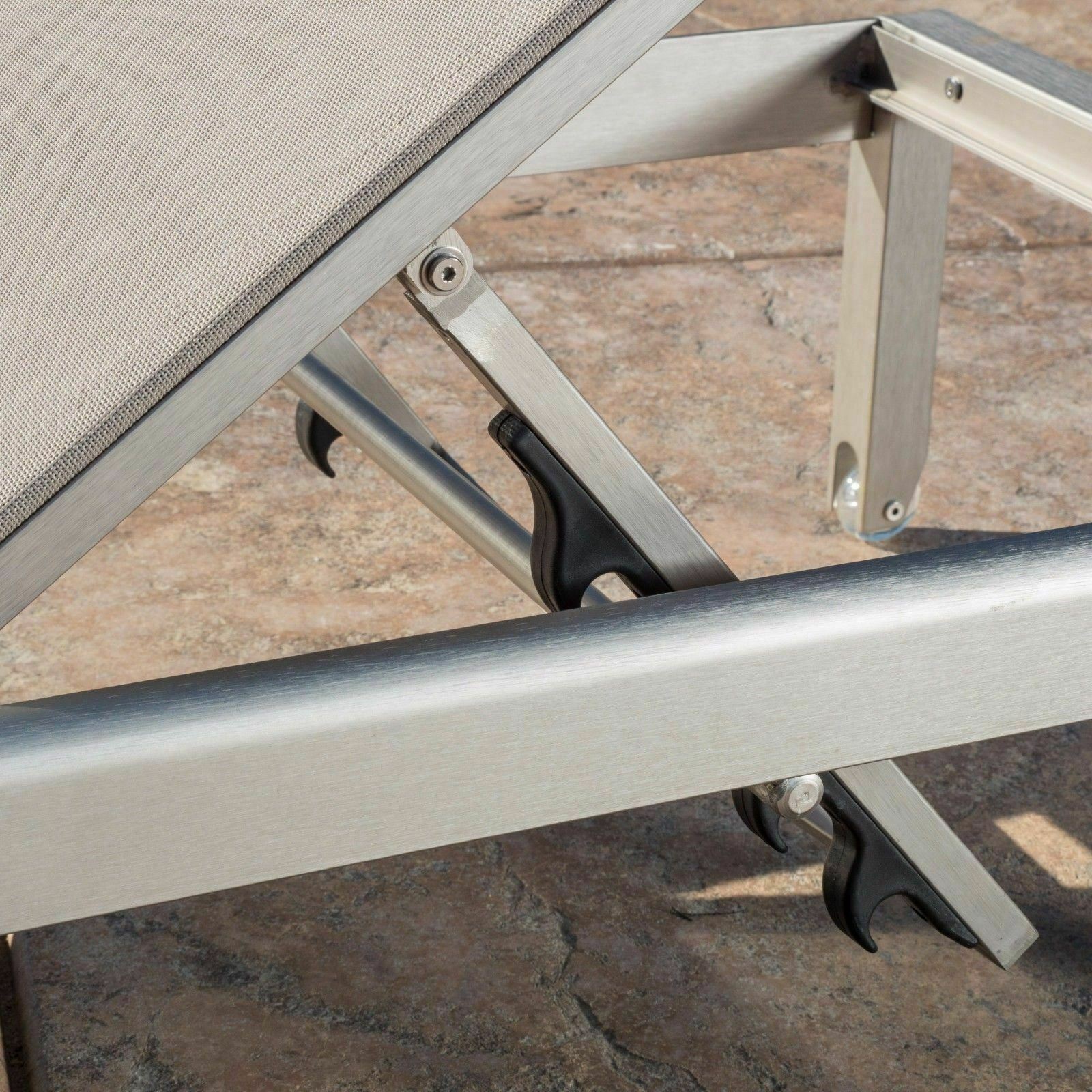 Holborn Outdoor Modern Gray Mesh Chaise Lounge with Wheels (Set of 2