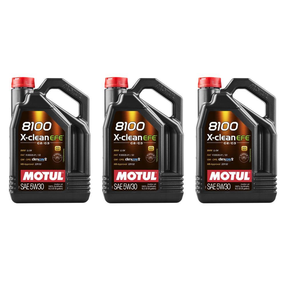 Motul 5W-30 XClean EFE - 15L - Full Synthetic Engine Motor Oil (3 x 5L)