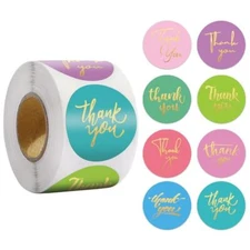 500Pcs Thank You Stickers 8 Designs 1 Inch Gold Foil Thank You Colorful