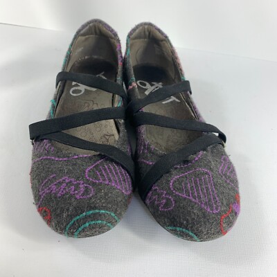 OTBT Womens Ballet Flats Embroidered Boho Mary Jane Straps Grey 8 Hippie