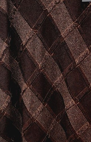 Tribal Size 6 Brown A-Line Midi Fringe Lined Patterned Zip Skirt Western Plaid - Picture 8 of 9