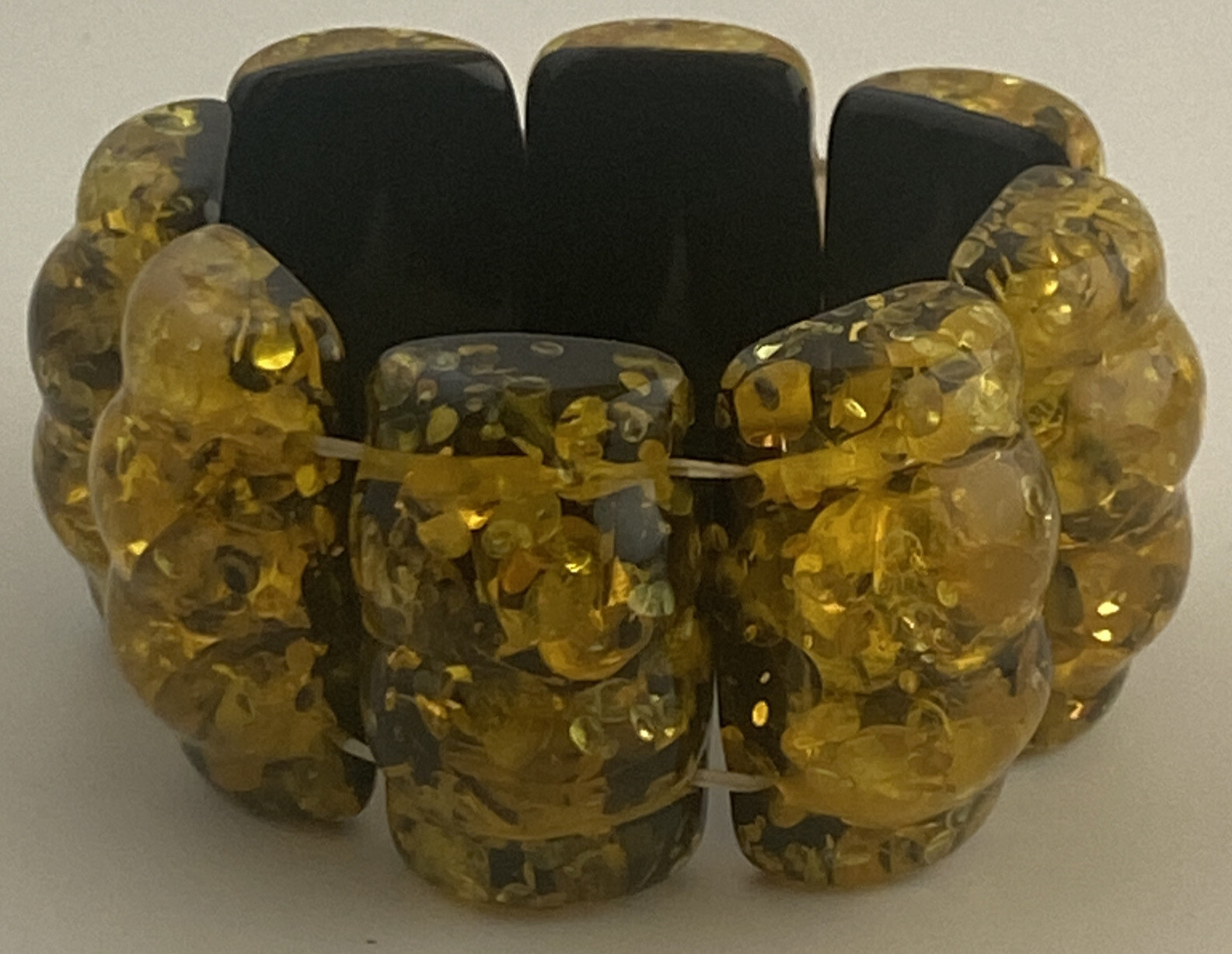 Gold And Black Bumpy Lucite Statement STRETCH BRA… - image 1