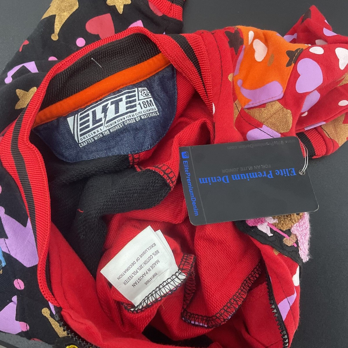 Elite Red/Black Princess Crown Print One-Piece Girls Cotton Blend