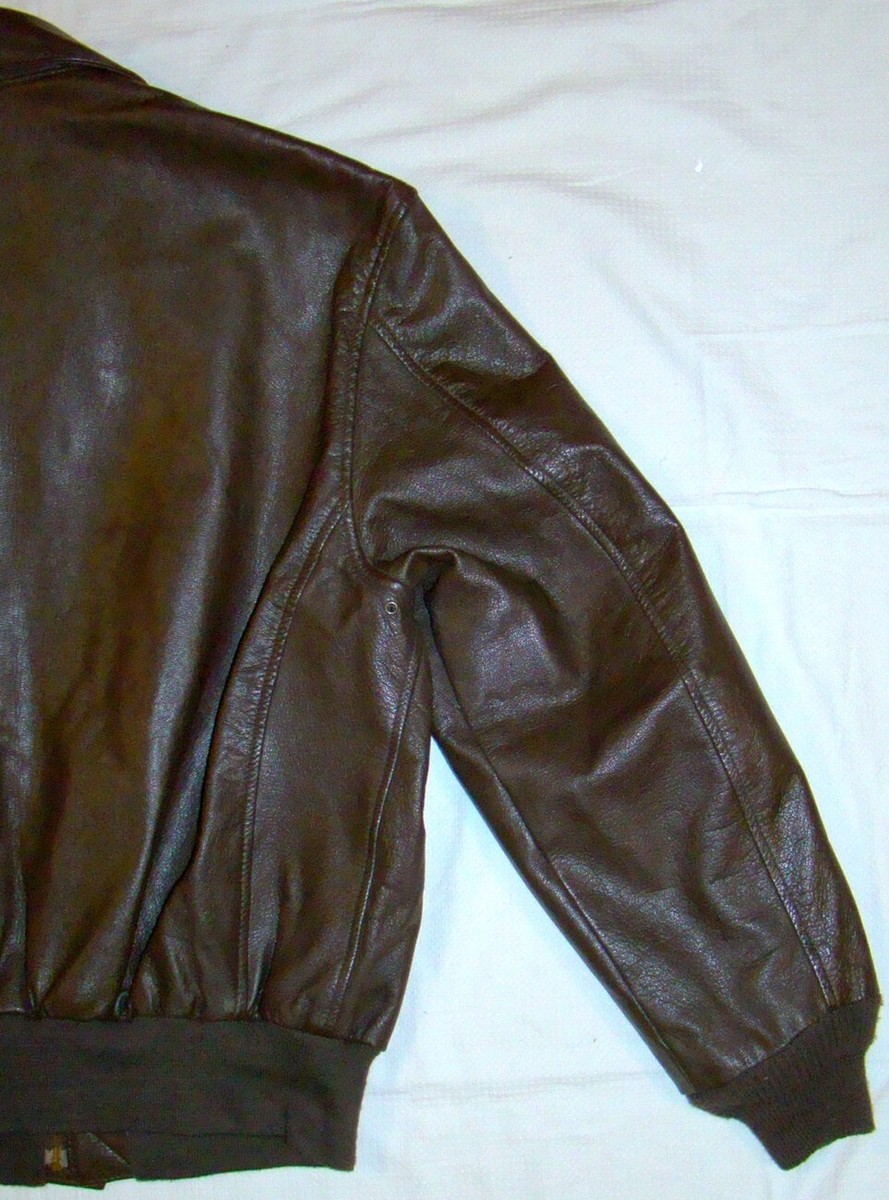 vtg COOPER Type A-2 Leather Bomber Flight Jacket Brown GoatSkin as