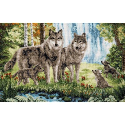Counted Cross Stitch Kit Wolves family DIY Charivna mit