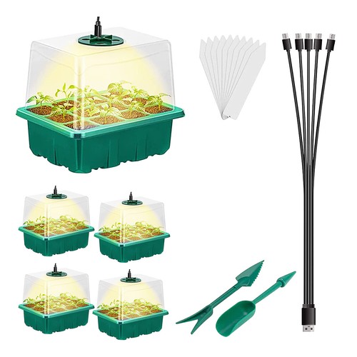 5x Mini Gewächshaus set Zimmergewächshaus Anzucht Treibhaus mit Pflanzenlampe - Bild 4 von 13