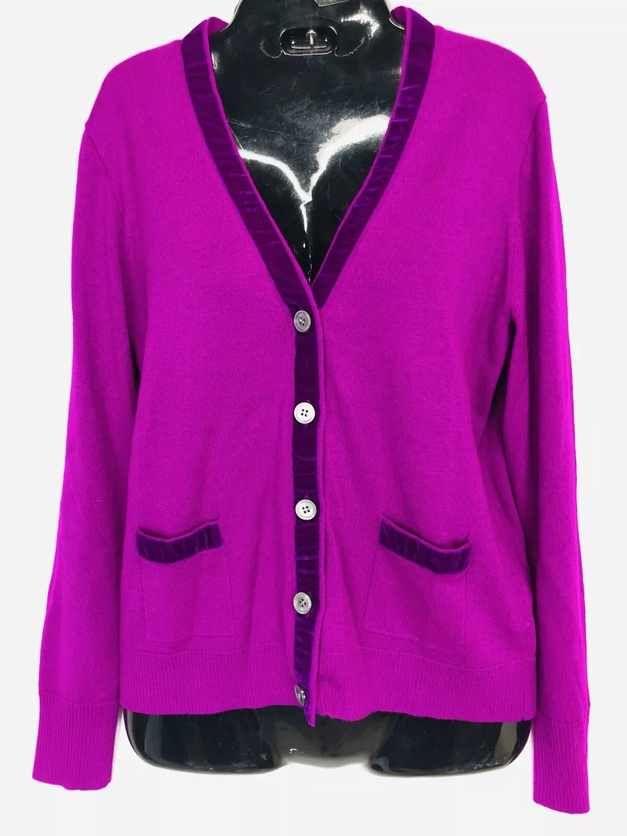 J. Crew Cardigen Size M Harlow Cardigan Velvet Trim Wool Blend