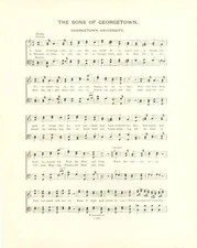 GEORGETOWN UNIVERSITY Antique Song Sheet c1906 "Sons of Georgetown" Original