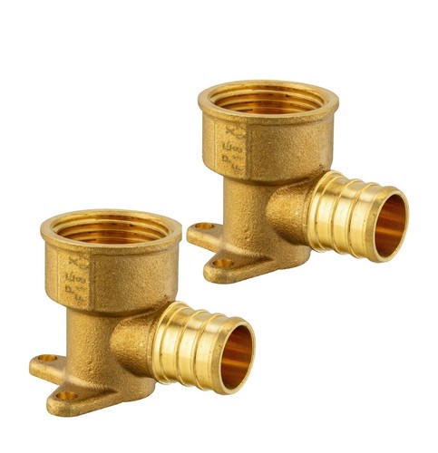 2 Pieces 3/4" PEX x 3/4" Female NPT Drop Ear Elbow Crimp Brass Fitting No Lead