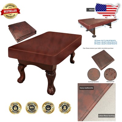Elegant Brown Waterproof Billiard Pool Table Cover - Fits Standard 9ft Tables