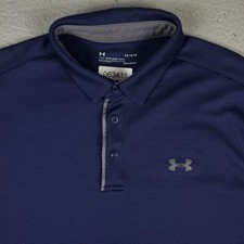 Under Armour Polo Shirt Mens Size Large Navy Blue Golf Casual Short Sleeve