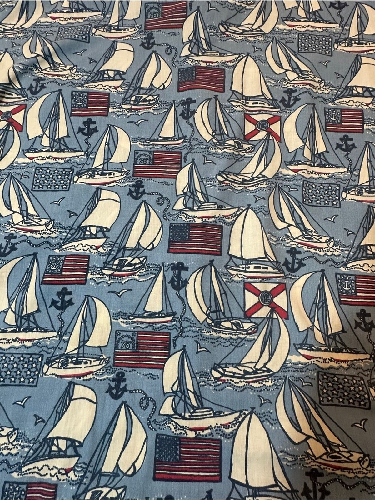 Vintage Key West Hand Print Fashions Shirt Sailboat Nautical USA Flag Mens XL L image 7