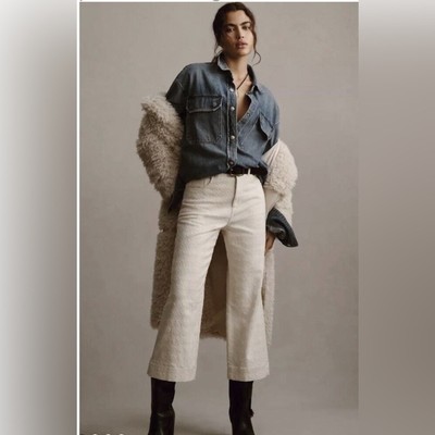 NWT Anthropologie Pilcro The Skipper High Rise Crop Wide Leg Jeans Coastal