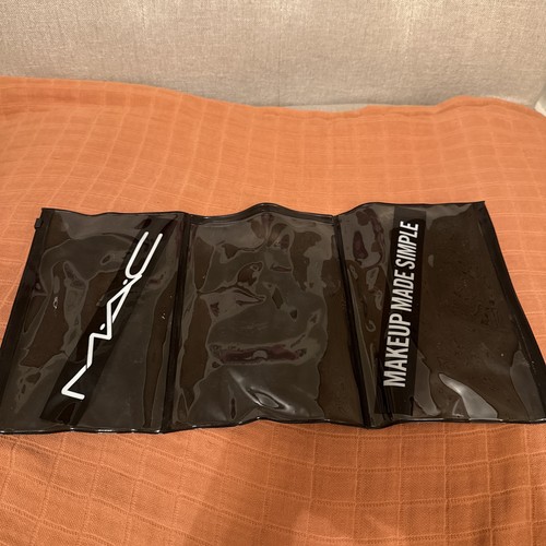 MAC Trifold  Cosmetic Bag BLACK/ BLACK  Color  Zip Bag 9"x6" NEW in Bag Pictures