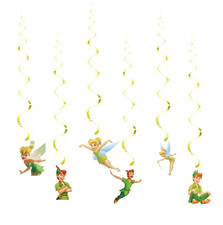Tinker Bell Hanging Swirls Peter Pan Birthday Party Bunting Fairy Decoration ×6