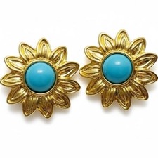 Joan Rivers Sunflower Earrings Gold Tone Flower Interchangeable 2 In 1 Studs