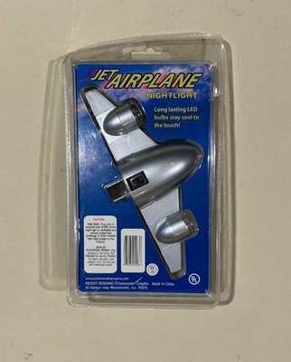 Jet Airplane Plug-In LED Night Light 6.75'' Wide   Silver Salamander Graphix VTG
