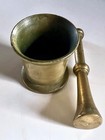 Vintage Cast Metal Brass or Bronze Apothecary MORTAR & PESTLE — photo 3