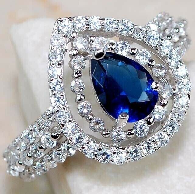  4CT Heat Treated Kyanite 925 Solid Sterling Silver Ring Sz 6 &5-4