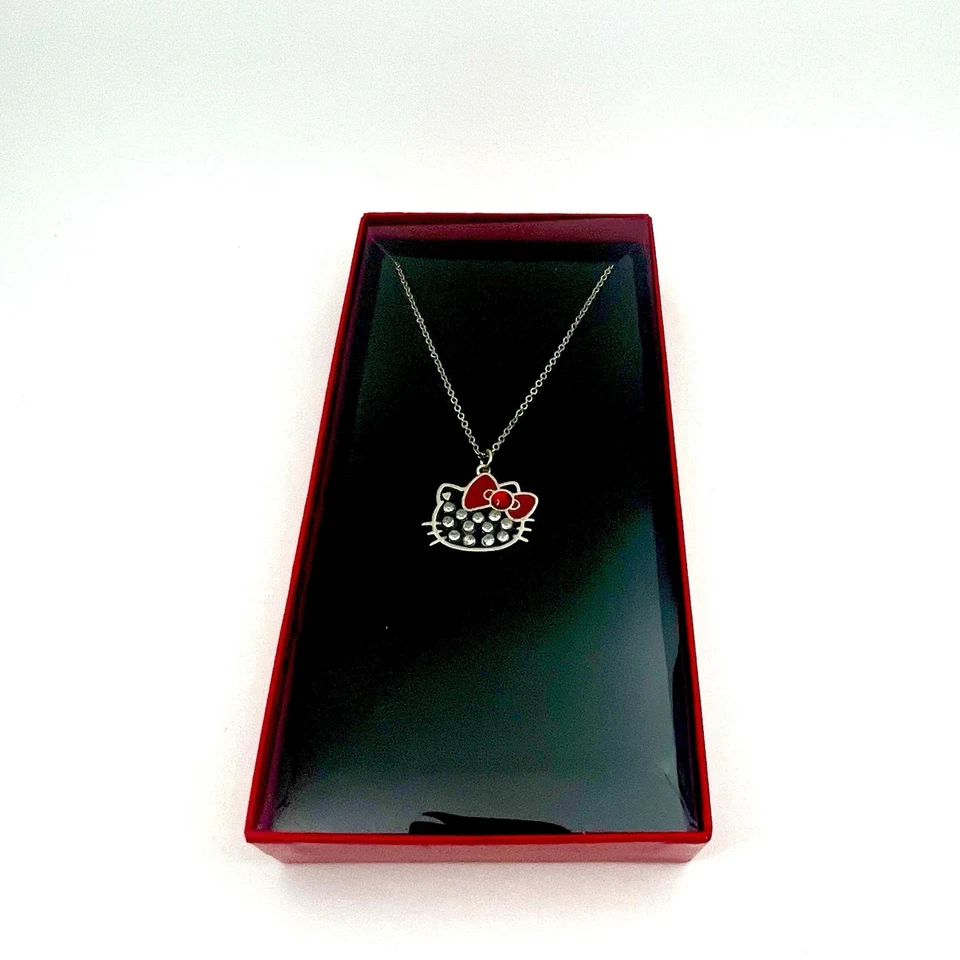 Collar Hello Kitty 20111 con caja de regalo de lunares arco rojo Sanrio nuevo raro Foto 2 de 4