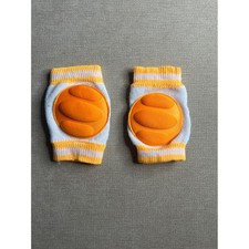 Baby Crawling Knee Pads Padded Safety Protector Orange White Striped Knit 0300