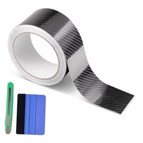 Arespark Cinta de vinilo de fibra de carbono 6D negro brillante para 2in x 30ft