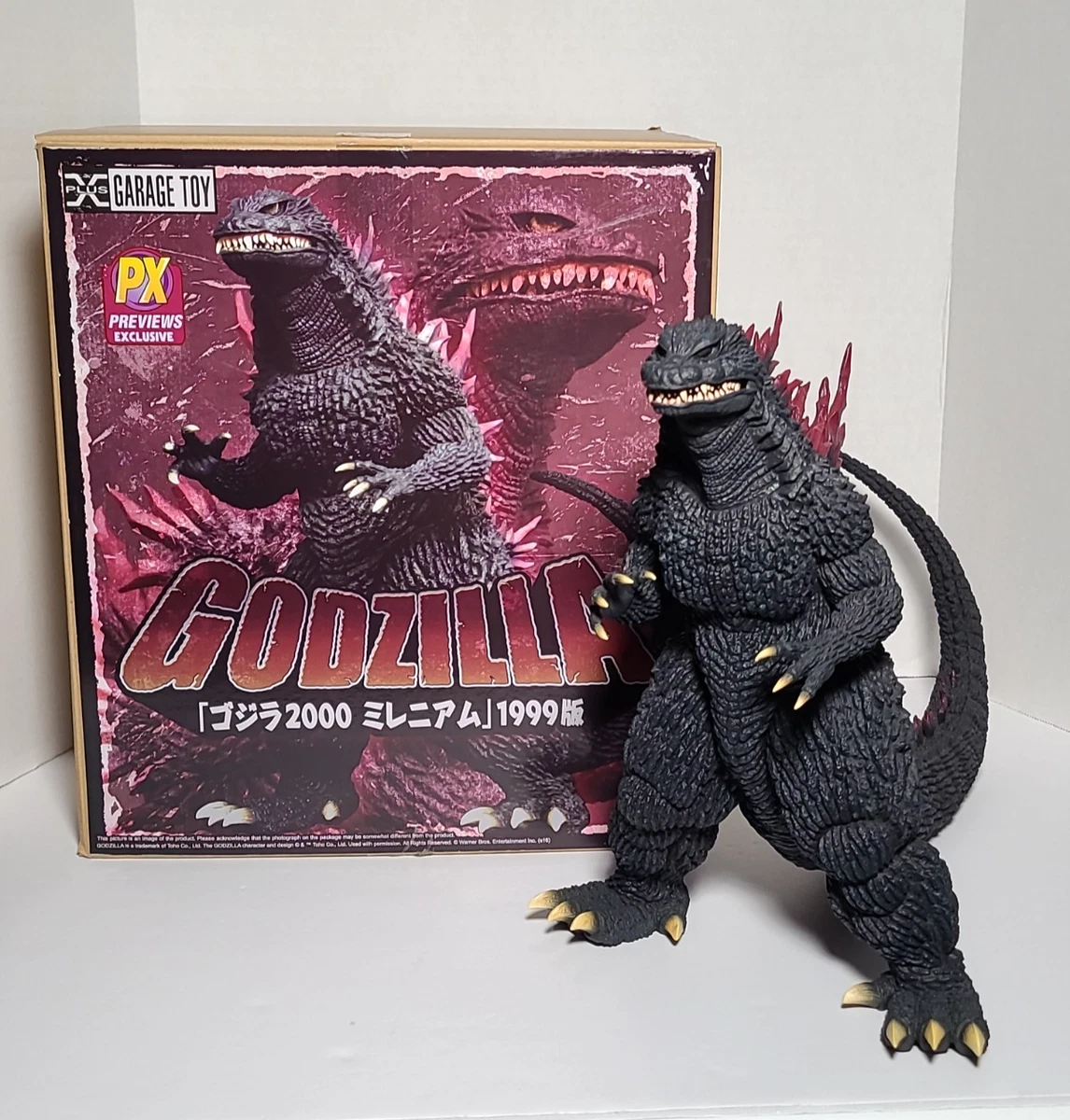 GODZILLA 1999 フィギュア BANDAI ~ Godzilla 1999 Vinyl Figure 7” tall purple fins ~ SHIPS