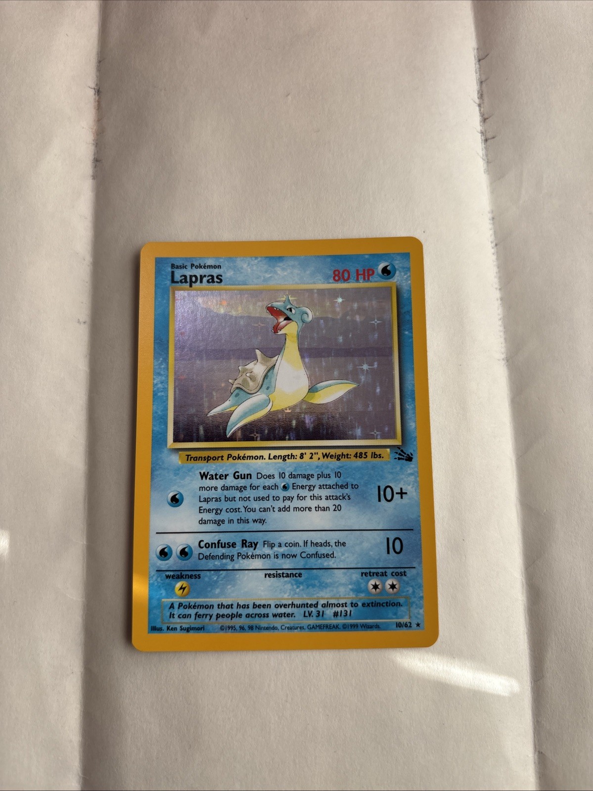 Lapras 10/62 Fossil Set Rare Holo Pokemon Card 1999 WOTC