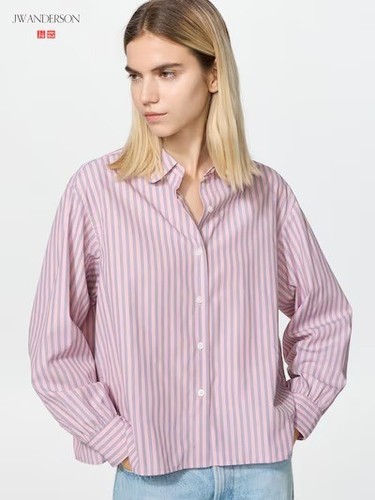 UNIQLO JW ANDERSON Flannel Boxy Shirt Oversized Women Stripes 491575 NWT