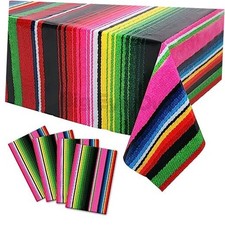 4 Pcs Disposable Mexican Fiesta Tablecloth Birthday Party Decorations Plastic