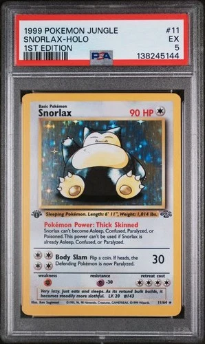 SNORLAX Jungle 1st Edition Holo Rare #11 PSA 5 Vintage Pokemon