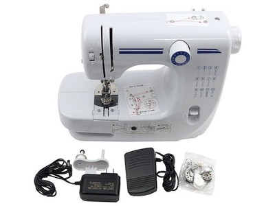 TOPINCN 608A US PLUG FOOT CONTROL PORTABLE ELECTRIC SEWING MACHINE WHITE