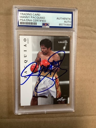 MANNY PACQUIAO SIGNED AUTOGRAPHED 2024 LEAF LEGEND PSADNA SLABBED CHAMPION CARD