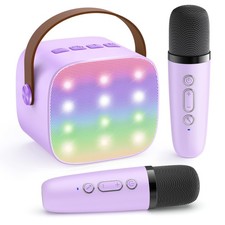 3-In-1 Mini Karaoke Machine Set for Kids, Bluetooth Speaker with 2 Wireless Mics