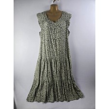 Simply Vera Vera Wang Maxi Dress XL Olive Green Abstract Tiered Ruffle Dress