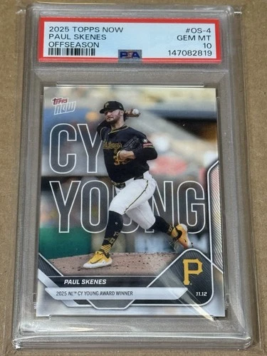 2025 TOPPS NOW OFFSEASON #OS-4 PAUL SKENES (CY YOUNG) PSA 10