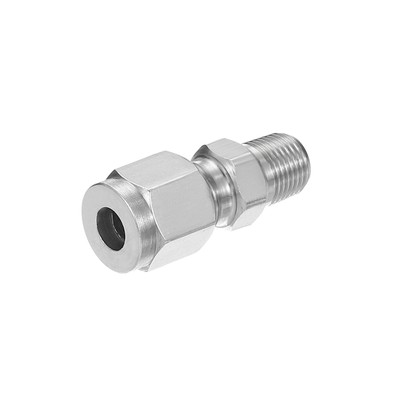 1/8NPT x Φ1/4'' Kompressionsrohrverschraubung, Doppelferrulen, Gerader Adapter